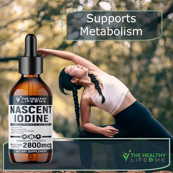 Nascent Iodine Supplement | 2800mcg | Potassium Iodide | Iodine Drops | Vegan | Clear Color | Large 2oz