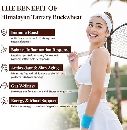 Himalayan Tartary Buckwheat Supplement with Quercetin, Vitamin C, D, Zinc, Curcumin for Immune Support & Antioxidant & Gut Health - 120 Vegan Capsules