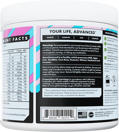 Advanced Energy - Energy Boosting Formula with Electrolytes for Hydration - L-Theanine to Combat Jitters - Sugar Free & Keto Friendly - No Maltodextrin (40 Servings) (Cotton Candy)