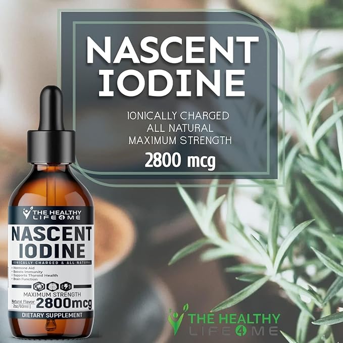 Nascent Iodine Supplement | 2800mcg | Potassium Iodide | Iodine Drops | Vegan | Clear Color | Large 2oz