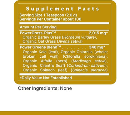 Premier Research Labs Premier Organic Greens - Super Greens Powder, Greens Superfood Powder for Drinks, Green Juice, Nutrition Support, Supergreens for Men & Women, Spinach, Alfalfa, Chlorella - 10 oz