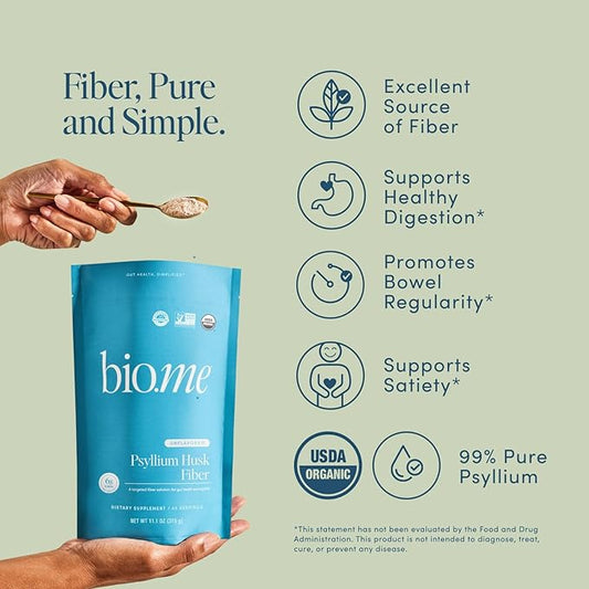 Psyllium Husk Fiber Unflavored (6g Per Serving) - Gluten-Free Fiber Supplement for Women & Men - Psyllium Husk Powder for Healthy Digestion, Bowel Regularity & Bloating Relief - 45 Servings