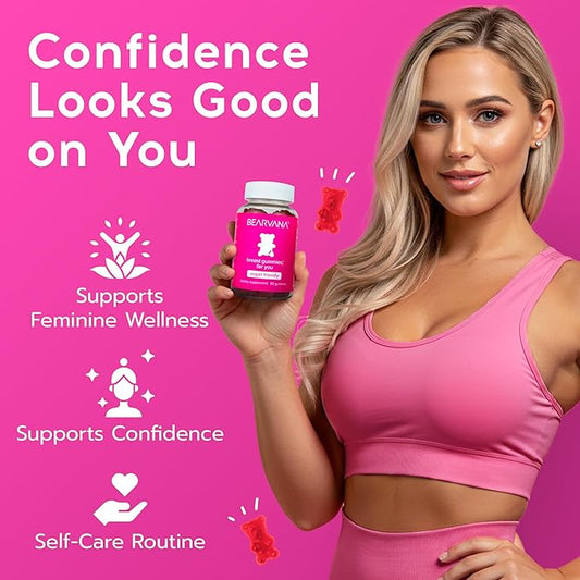 BEARVANA Top Support Gummies for Women | Support Natural Balance and Confidence | Fitness Supplement | Essential Vitamins | 9 Herbs Including Fenugreek, Flaxseed, Dong Quai| Berry Flavor | 60 Gummies