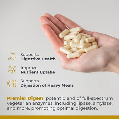 Premier Research Labs Active Digestive Enzymes with Probiotic and Prebiotics - Promotes Full-Spectrum Digestive Support - with Amylase, Protease & Lipase, 60 Plant-Sourced Capsules