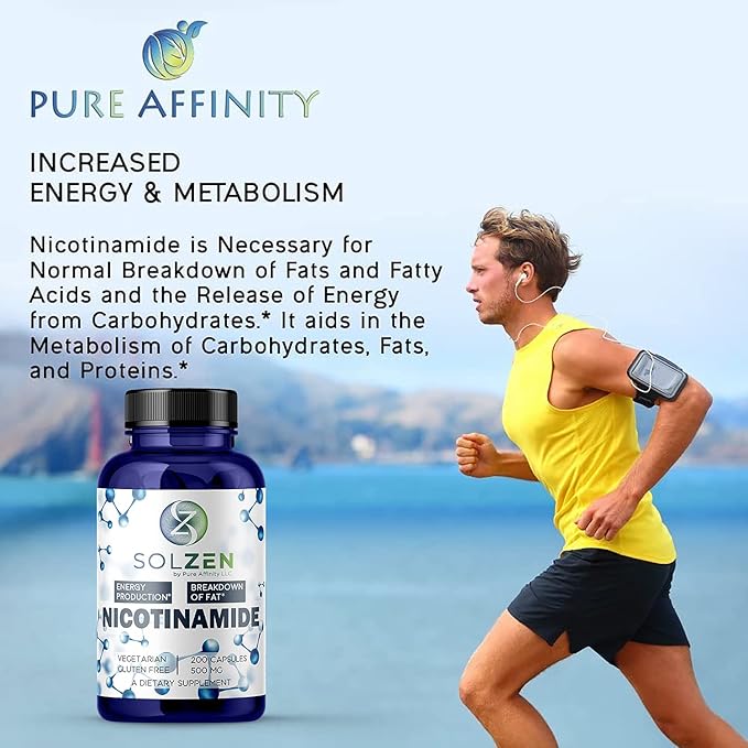 B3 Nicotinamide 500 mg Effective Flush-Free Niacin. Energy Booster, Cell Regenerator, That Supports Cognitive Decline, Anti-Aging and Helps Breaks Down Carbs & Fats (100 Count)