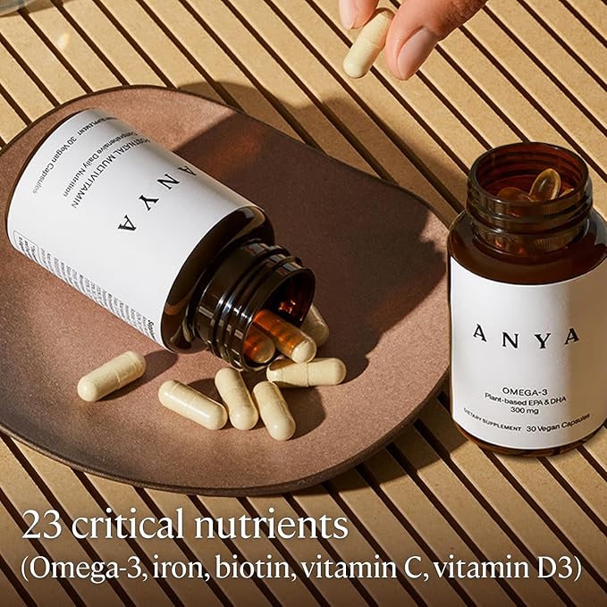 ANYA Postnatal Vitamin Bundle – Postpartum Multivitamin with Vitamins C, D, B12, Zinc & Omega-3 with DHA and EPA Supplement for Breastfeeding, Lactation, and Hair Loss – Vegan, Non-GMO, Gluten-Free