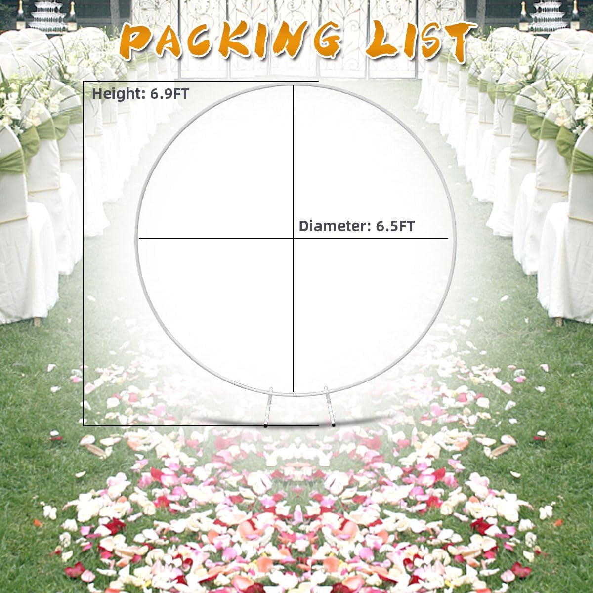 Round Backdrop Stand Circle Arch, 6.5ft White Metal Balloon Arch Kit for Party Decoration Wedding Arch Flower Ring Stand Harfirbe