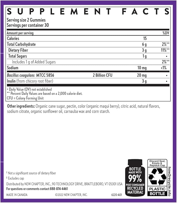 New Chapter Probiotic Gummies for Women and Men, All-Flora (1 Month Supply) – 55% Less Sugar+, Formulated for Holistic Gut Health Support with Probiotics + Prebiotic Fiber + 100% Vegan + Non-GMO