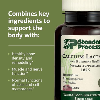 Standard Process Inc. Calcium Lactate - Immune Support and Bone Strength - Bone Health and Muscle Supplement with Magnesium and Calcium - 90 Tablets