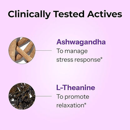 HUM Ashwagandha Calm- L-Theanine & Ashwagandha for Daily Relaxation & Mood Support - Mixed Berry Flavor (60-Count)