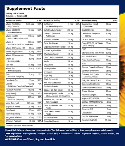 LifeSource Complete Multi Vitamin & Minerals (180 Tablets) Includes 71 Whole Food Ingredients