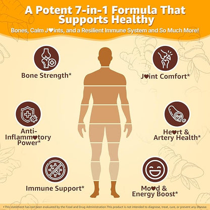Vitamin D3 K2 Gummies & Turmeric for Women & Men, Vitamin D3 5000IU / 10000IU, K2 (MK-7) 200mcg Supplements with Turmeric 1200mg, Calcium, Magnesium, Zinc, Supports Bone, Teeth, Muscle & Immune, 2PACK