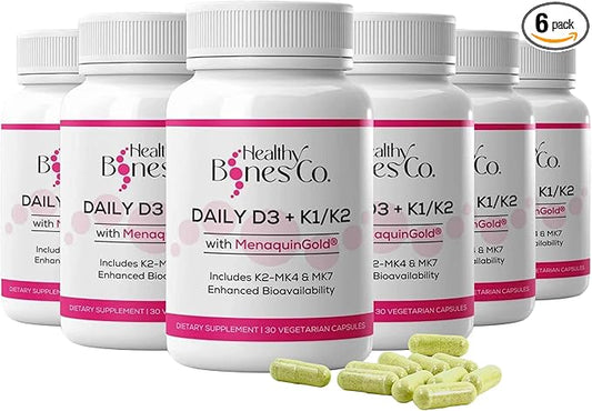 Premium D3/K2 - Full Spectrum Vitamin K2 MK7 + MK4 + D3 2000iu + K1, Daily D3 + K1/K2 Supplement, Highly Bioavailable VIT D Supplements and Vitamins for Strong Bones & Immune Support - 6 Pack