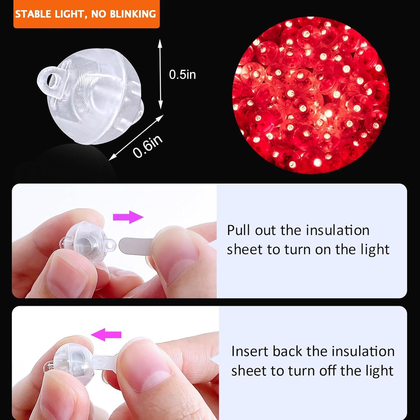 200PCs Balloon Lights, Long Standby Time Mini Ball Light, Mini Led Lights for Paper Lantern, Easter Eggs and Party Wedding Birthday Festival Christmas Decoration (Glow steadily Red)