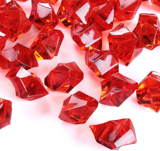 Acrylic Crushed Ice Rocks, Babenest 150 PCS Fake Crystals Plastic Ice Cubes Diamonds Gems for Vase Fillers, Home Decoration, Table Scatter, Event, Wedding, Arts & Crafts (Red)