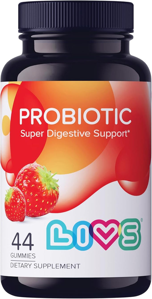 Probiotic Gummies for Women and Men – 5 Billion CFUs Bacillus Coagulans for Digestive Gut Health, Mood Support & Immune Boost | All Natural, Plant-Based, Vegan, Strawberry Flavor - 44 Count