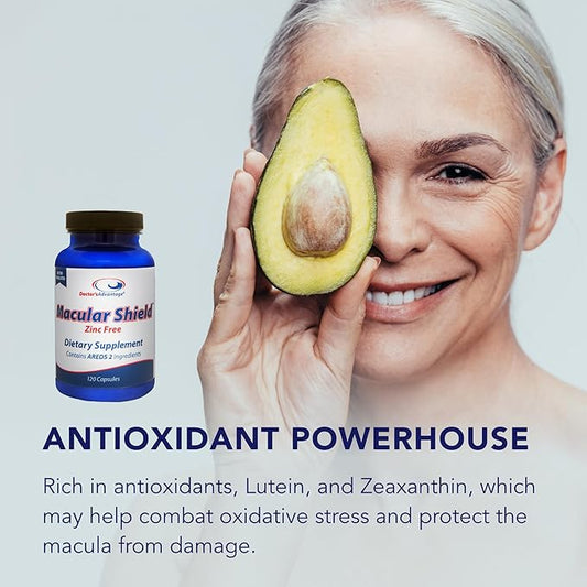 Doctor’s Advantage Zinc-Free Macular Shield Eye Vitamins - 120 Capsules, 30-Day Supply - Lutein and Zeaxanthin Supplements with AREDS-2 Ingredients for Age-Related Eye Support