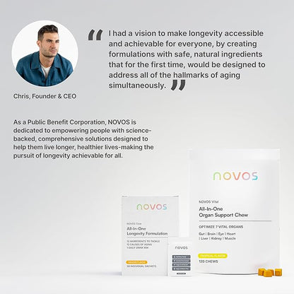 Novos Vital Nutritional Supplement Chews for Organ Liver, Brain, Eyes, Heart, Gut Support - Nattokinase, Lutein, Inulin, Rutin, Tropical Flavor (120 Count)