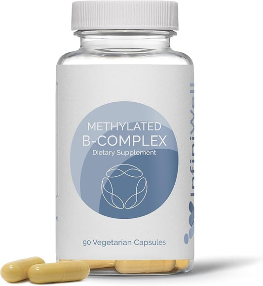 InfiniWell Methylated B Complex - Methylated Multivitamin with B Vitamins - High-Potency, Active Forms for Nervous System, Immune & Adrenal Health - Promotes Healthy Methylation (90 Capsules)