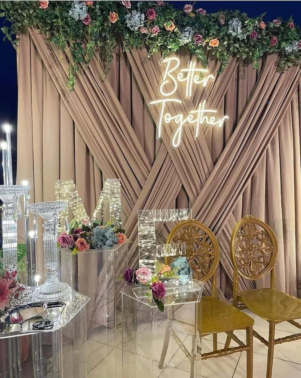 Ulalaza Better Together LED Neon Sign Night Light for Wall Party Décor Bedroom Room Bar Wedding Home Birthday Art Decoration Christmas with USB Chain Light modulator 5v