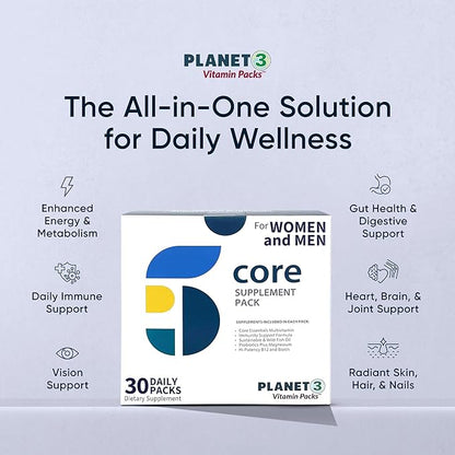 Daily Vitamin Packs for Men & Women – Multivitamin with Omega 3 for Heart Health, Immune Support with Elderberry, Vitamin C & Zinc, Eye Vitamins Lutein & Zeaxanthin – Planet 3 Vitamin Packs
