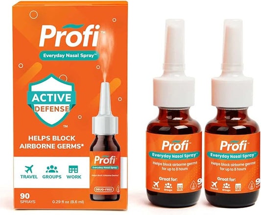 Profi Everyday Nasal Spray - Helps Defend Against Airborne Germs and Allergies, Lasts Up to 8 Hours, Advanced Nasal Spray for Air Travel, Work, Conferences & Indoor Gatherings - 180 Sprays, 0.58 FL OZ
