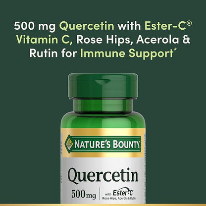 Nature's Bounty Quercetin, Immune Support, 500mg, with Vitamin C, Rose HIPS, & Rutin, 60 Count