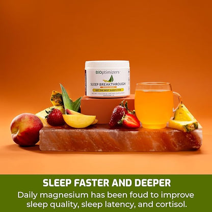 BIOptimizers Sleep Breakthrough – Natural Melatonin Free Vegan Deep Sleep Support with Magnesium and Zinc for Adults | Non Habit Forming | 202.5 g Powder (Tropical Dreams)