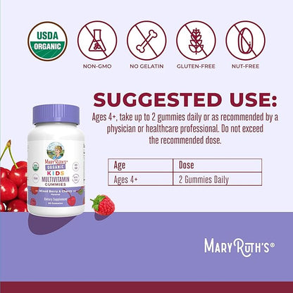 MaryRuth Organics Kids Vitamins | Multi | 1 Month Supply | Multivitamin Gummies for Ages 4+ | Multivitamin for Kids | Vegan | Only 2 Gummies a Day | 60 Count