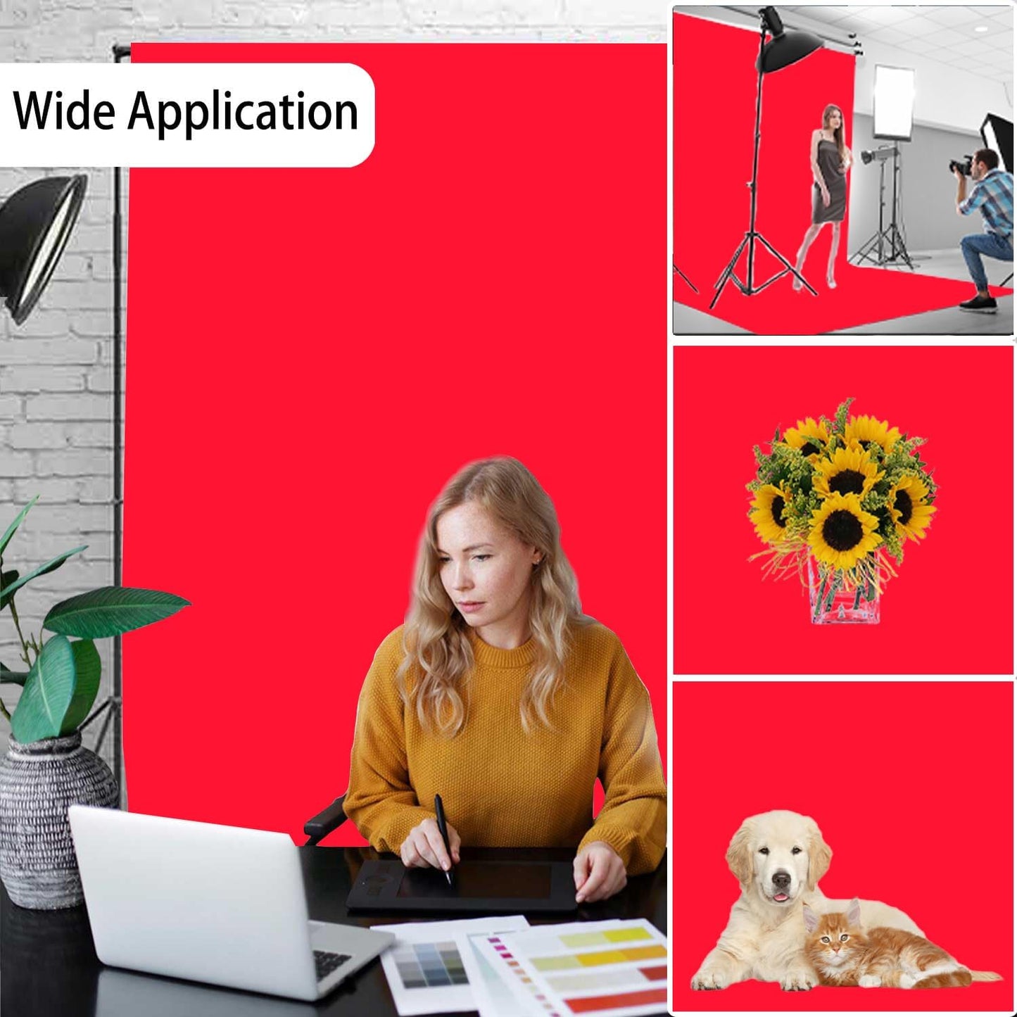 Red Photography Backdrop for Photoshoot, Photo Backdrop Curtain, Perfect Red Backdrops for Party Portrait Photoshoots Video Studio 5FTx7FT