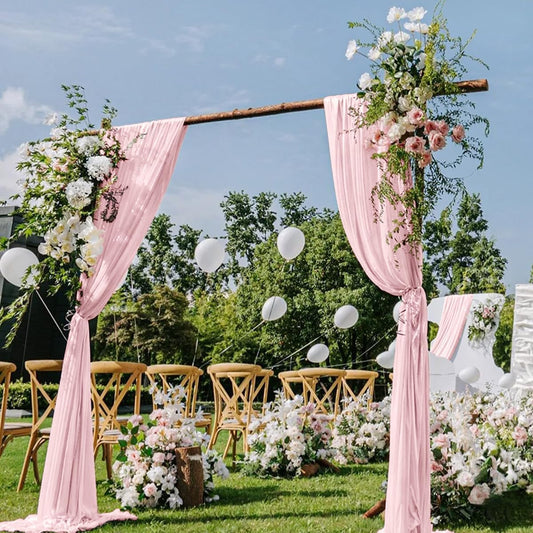 Pink Wedding Arch Draping Fabric 2 Panels 29" x 20 FT Blush Drapes for Backdrop Sheer Curtains Wedding Drapes for Romantic Bridal Baby Shower Ceremony Birthday Party Fall Outdoor Events