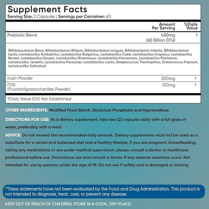 WeightWorld Bio Cultures Complex - Probiotic for Women & Men - Third-Party Lab Tested - 120 Vegan Capsules (2 Months Supply) - 60 Billion CFU with 20 Probiotic Strains - Vegan, Non-GMO & Gluten-Free