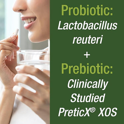Lactobacillus Reuteri 50 Billion CFU Probiotics with Clinically Studied PreticX® XOS Prebiotic. L Reuteri Probiotic Capsules Supplement for Gut Health and Digestive Support. For Both Women & Men