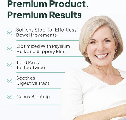 Better Fiber - Daily Fiber Supplement - Soften Stool for Effortless Bowel Movements - with Psyllium Hulk and Slippery Elm - 90 Capsules