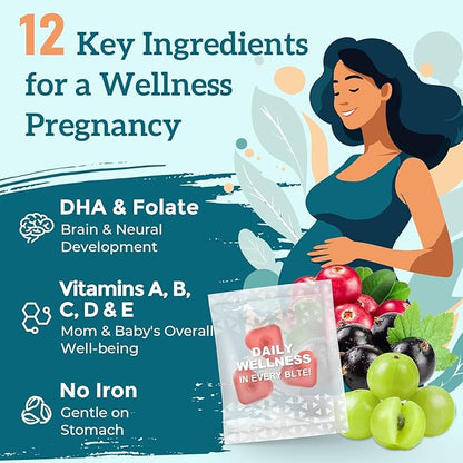 Prenatal Gummies Sugar Free 180 Count - Organics Prenatal Vitamins for Women with Folate, DHA & Probiotics - Iron Free Prenatal Vitamin Gummies for Immune & Digestive - 2 Bottles