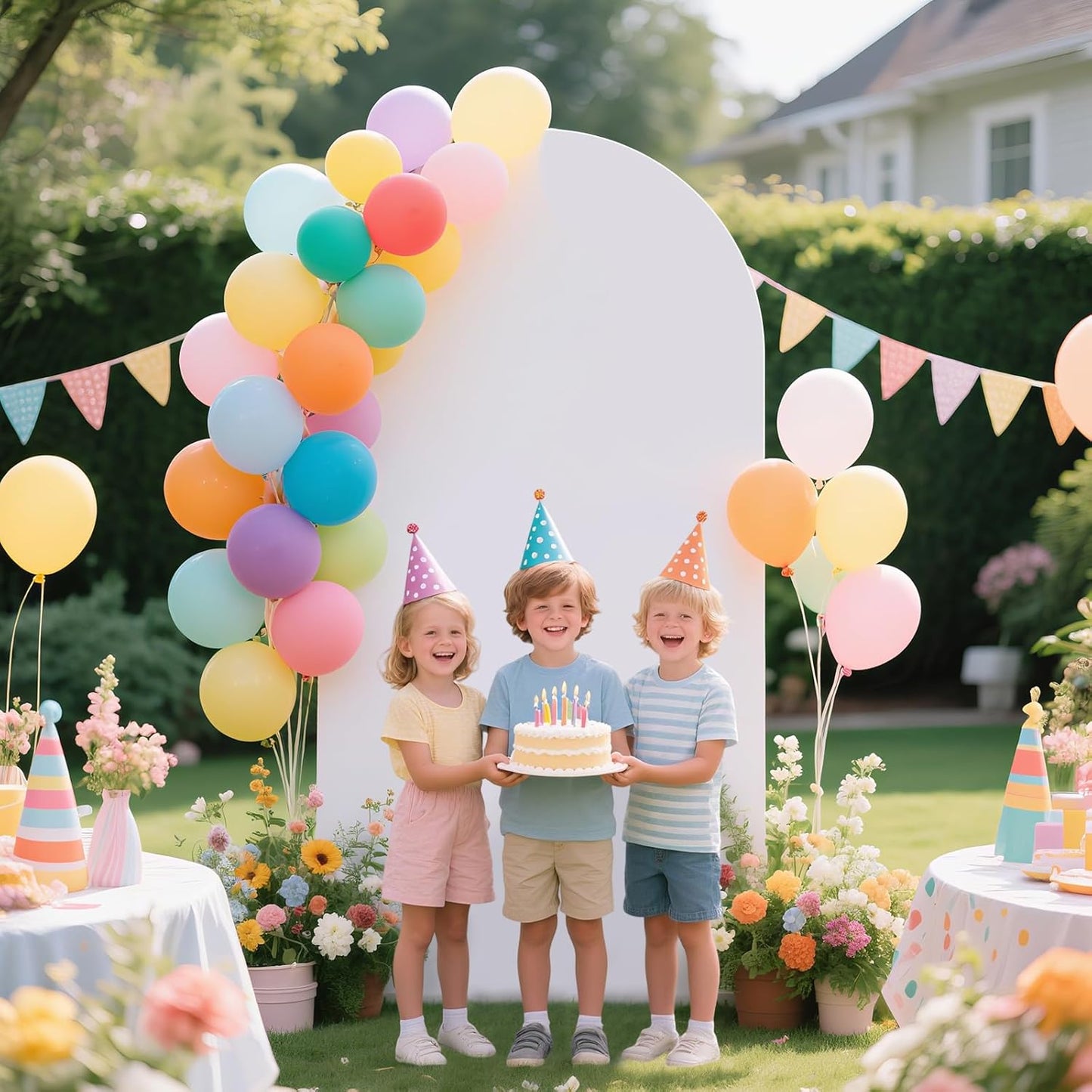 Ledido Wedding Arch Backdrop Cover 6FT Arch Covers Fitted Stretchy Spandex Round Top Stand Backdrop Cover for Wedding Banquet Ceremony Birthday Party Baby Shower Event Decoration,White