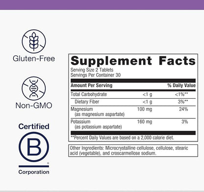 Metagenics Mg/K Aspartate - with Potassium & Magnesium Aspartate - Electrolyte Supplement* - Mineral Magnesium - Highly Absorbable - Non-GMO - Gluten-Free - Vegetarian - 60 Tablets
