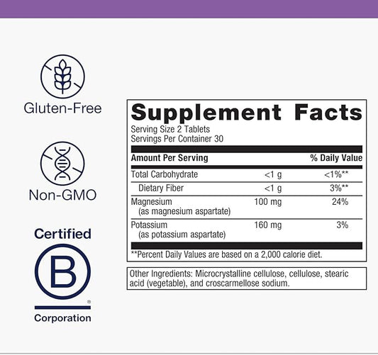 Metagenics Mg/K Aspartate - with Potassium & Magnesium Aspartate - Electrolyte Supplement* - Mineral Magnesium - Highly Absorbable - Non-GMO - Gluten-Free - Vegetarian - 60 Tablets