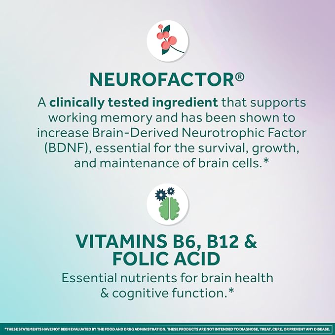 NEURIVA Memory 3D Brain Supplement - Decaffeinated Nootropic Capsules for Memory, Focus, & Cognitive Function - Short Term, Long Term, & Working Memory Support - 50ct