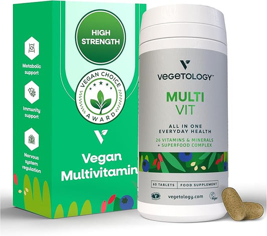 MultiVit Vegan Multivitamin Supplement, 26 Vitamin & Minerals – Vitamin Supplements for Metabolic, Brain Function & Immune Support – Multivitamin for Women, Men & Children