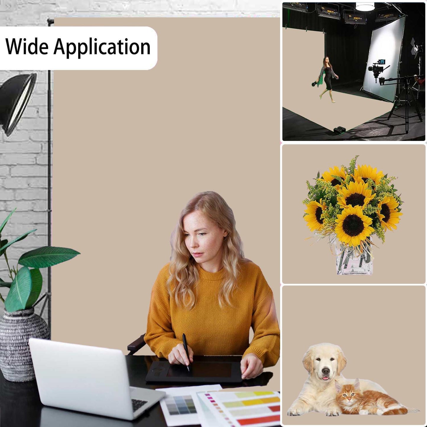 Beige Photo Backdrop,Photo Booth Portrait Photography Backdrops,Studio Beige Backdrop for Photoshoot Streaming Video Shooting 8FTx10FT