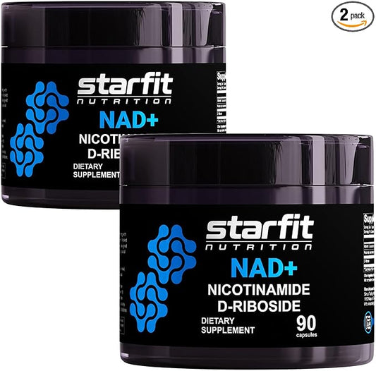 STARFIT - Nicotinamide D-Riboside (2 Pack), Booster NAD+, Energy & Focus Supplement, Anti-Aging Cellular Support, Total 180 Capsules
