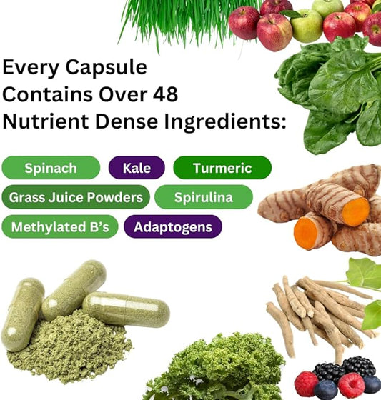 Paradise Herbs Earth's Blend Once Daily Multivitamin for Men, No Iron, 48 Organic Superfoods, Probiotics, and Vitamins A, B12, C, D, K2, 60 Count