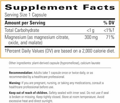 Integrative Therapeutics Tri-Magnesium - Supports Cellular Energy & Energy Metabolism* - Magnesium Supplement for Heart & Nerve Health Support* - Dairy-Free & Gluten-Free - 90 Capsules (90 Servings)