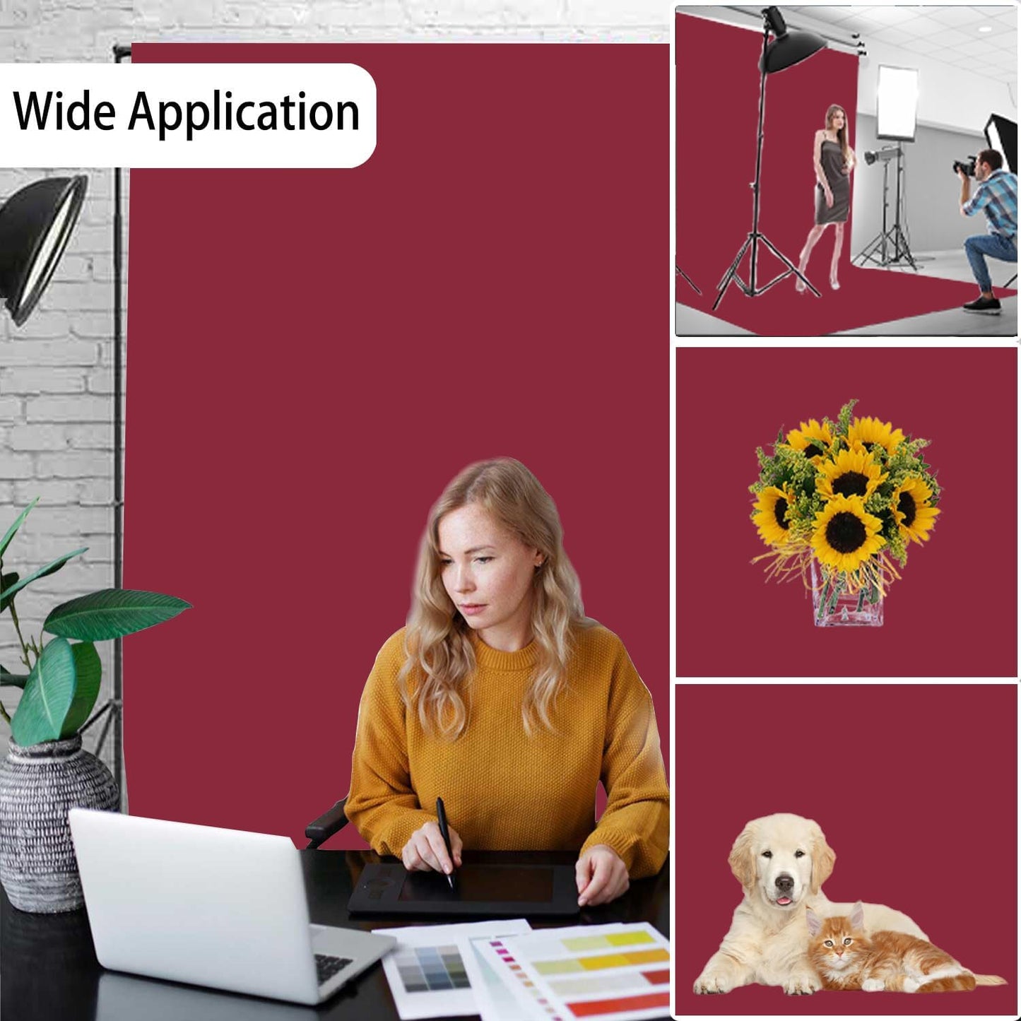 Wine Red Photography Backdrop for Photoshoot, Photo Backdrop Curtain, Perfect Wine Red Backdrops for Party Portrait Photoshoots Video Studio 10FTx20FT