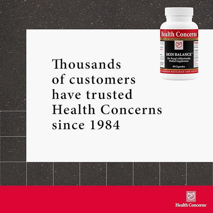 Health Concerns Skin Balance – Herbal Supplement for Skin Support, Itching Relief, & Circulation – Chinese Herbal Supplements for Men & Women – Skullcap Root, Dong Quai, Coptis Root - 90 Capsules