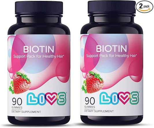 Biotin Gummies for Hair, Skin, and Nail Growth - 10,000mcg Biotin Supplement for Womens & Mens | Natural & Gluten Free Vitamins | Strawberry Flavor Gummy for Health and Beauty Care - 180 Count