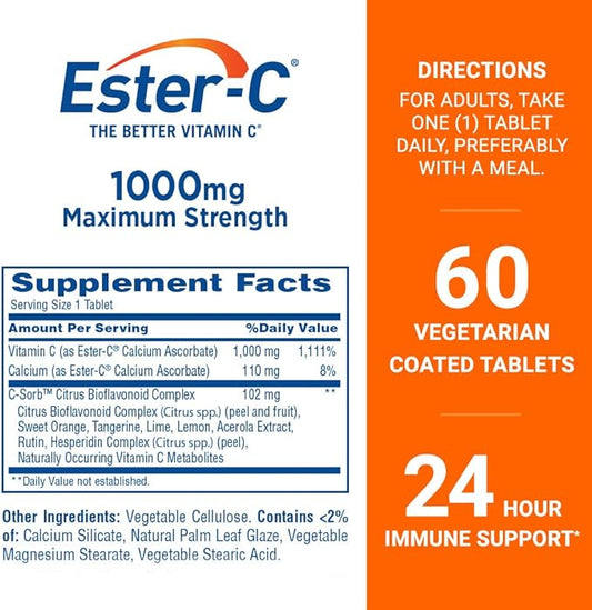Ester-C® Vitamin C, 1,000 mg, 60 Coated Tablets