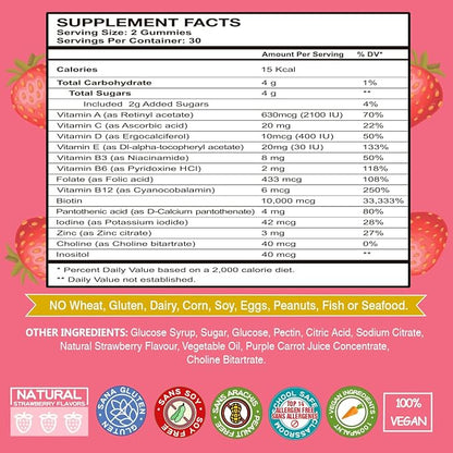 Biotin Gummies for Hair Growth 10000mcg - Vegan Biotin Vitamins Supports Healthy Hair, Skin and Nails, Hair Vitamin Gummy for Women & Men - Non-GMO, Chewable Supplement