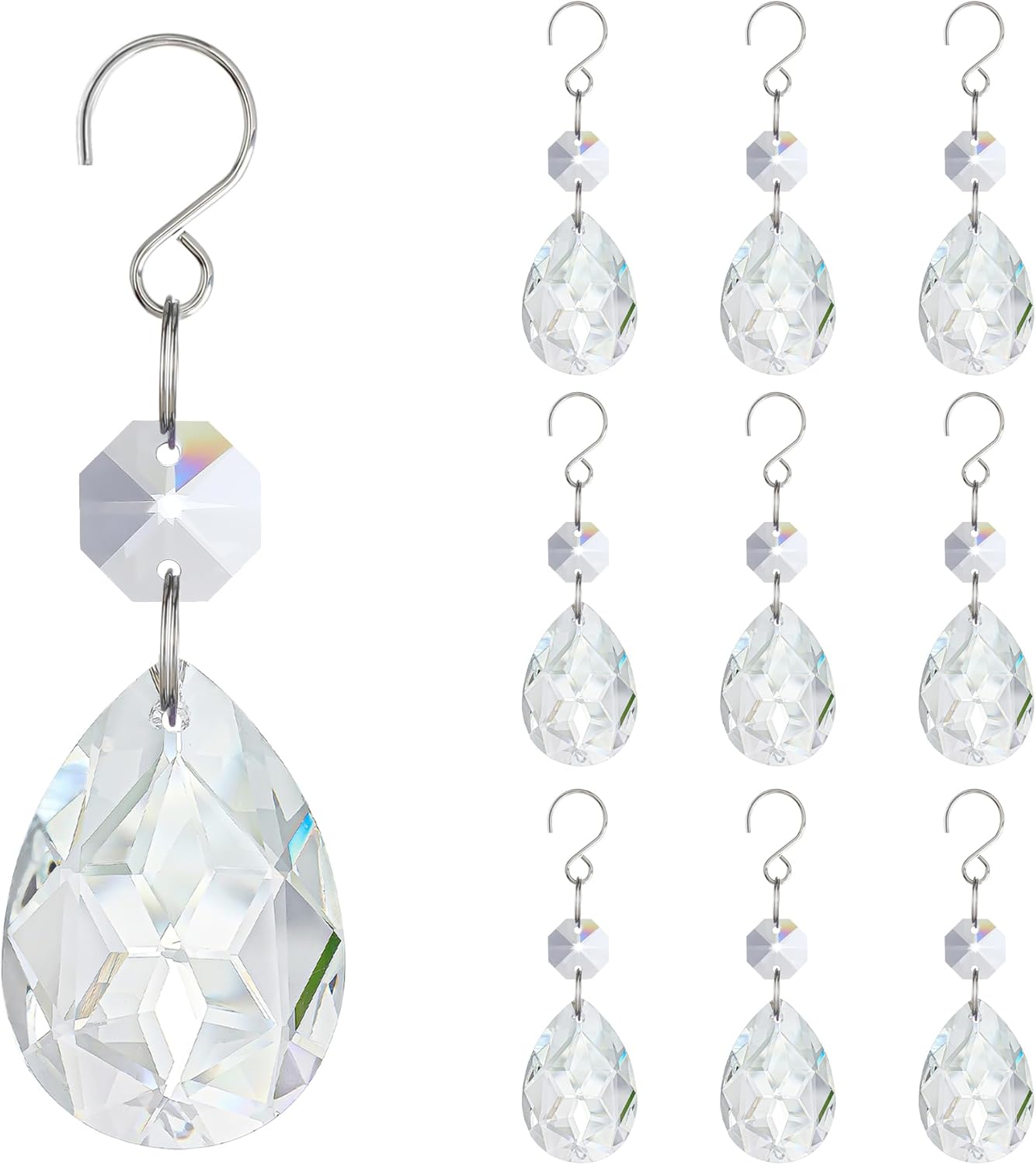 H&D HYALINE & DORA 3Inch Crystal Suncatcher Bauhinia Prisms Pendants 10Pcs Chandelier Crystals Replacement Hanging Sun Catcher Beads for DIY Arts Crafts Decor (Clear)